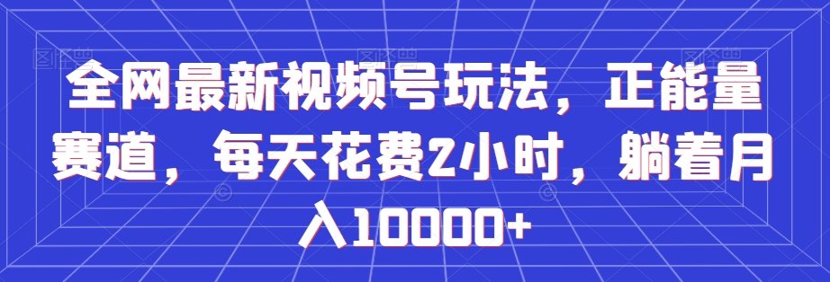 全网最新视频号玩法，正能量赛道，每天花费2小时，躺着月入10000+【揭秘】-学习笔记资源库