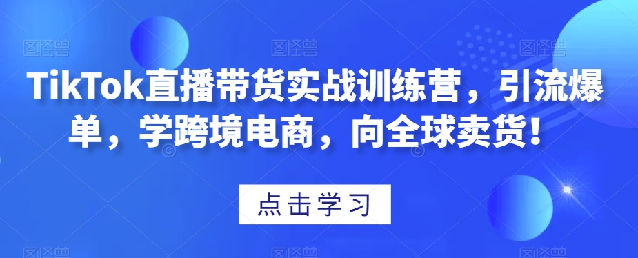 TikTok直播带货实战训练营，引流爆单，学跨境电商，向全球卖货！-学习笔记资源库