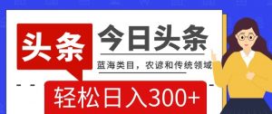 AI头条传统和农谚领域,蓝海类目,搬运+AI优化,轻松日入300+【揭秘】-学习笔记资源库
