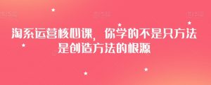 淘系运营核心课,你学的不是只方法是创造方法的根源-学习笔记资源库
