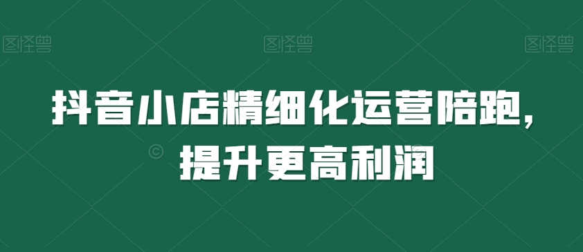 抖音小店精细化运营陪跑，提升更高利润-学习笔记资源库