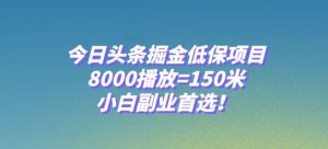 今日头条掘金低保项目,8000播放=150米,小白副业首选【揭秘】-学习笔记资源库
