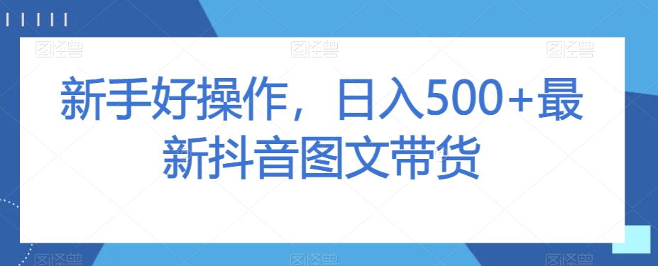 新手好操作，日入500+最新抖音图文带货【揭秘】-学习笔记资源库