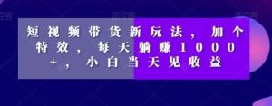 短视频带货新玩法,加个特效,每天躺赚1000+,小白当天见收益【揭秘】-学习笔记资源库