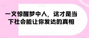 一文惊醒梦中人,这才是当下社会能让你发达的真相【公众号付费文章】-学习笔记资源库