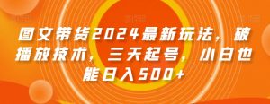 图文带货2024最新玩法，破播放技术，三天起号，小白也能日入500+【揭秘】-学习笔记资源库