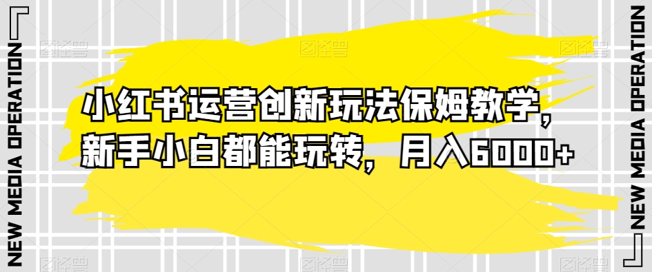 小红书运营创新玩法保姆教学，新手小白都能玩转，月入6000+【揭秘】-学习笔记资源库