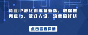商业IP孵化训练营新版,教你做商业Ip,做好人设,流量搞好钱-学习笔记资源库