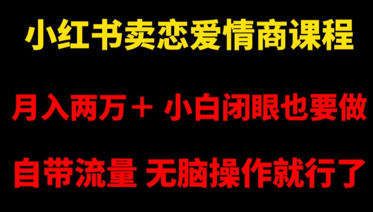 小红书卖恋爱情商课程，月入两万＋，小白闭眼也要做，自带流量，无脑操作就行了【揭秘】-学习笔记资源库
