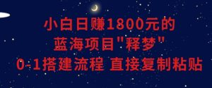 小白能日赚1800元的蓝海项目”释梦”0-1搭建流程可直接复制粘贴长期做【揭秘】-学习笔记资源库