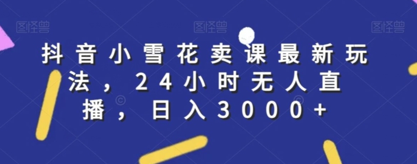 抖音小雪花卖课最新玩法，24小时无人直播，日入3000+【揭秘】-学习笔记资源库