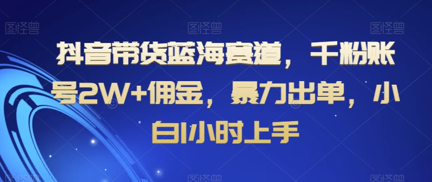 抖音带货蓝海赛道，千粉账号2W+佣金，暴力出单，小白1小时上手【揭秘】-学习笔记资源库