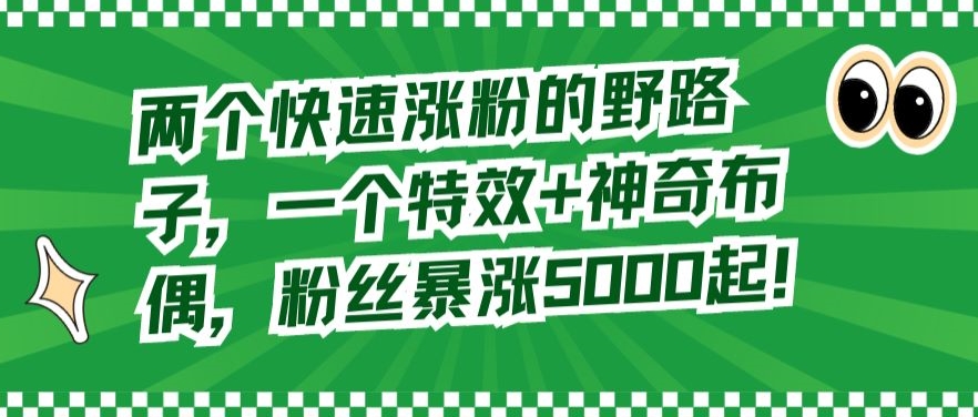 两个快速涨粉的野路子，一个特效+神奇布偶，粉丝暴涨5000起【揭秘】-学习笔记资源库