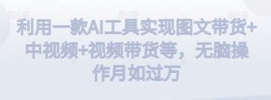 利用一款AI工具实现图文带货+中视频+视频带货等,无脑操作月如过万【揭秘】-学习笔记资源库