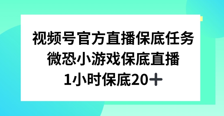 视频号直播任务，微恐小游戏，1小时20+【揭秘】-学习笔记资源库