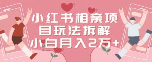 小红书相亲项目玩法拆解,有人通过这个副业项目做到了月收入2万多【揭秘】-学习笔记资源库