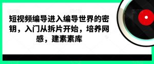 短视频编导进入编导世界的密钥，入门从拆片开始，培养网感，建素素库-学习笔记资源库