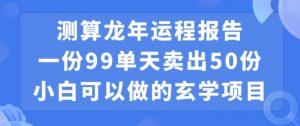 小白可做的玄学项目,出售”龙年运程报告”一份99元单日卖出100份利润9900元,0成本投入【揭秘】-学习笔记资源库