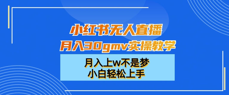小红书无人直播月入30gmv实操教学，月入上w不是梦，小白轻松上手【揭秘】-学习笔记资源库