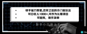 快手磁力聚星改良新玩法,可日收入1000+,矩阵操作简单,收益可观【揭秘】-学习笔记资源库