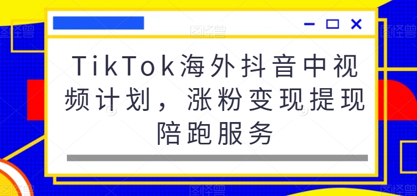 TikTok海外抖音中视频计划，涨粉变现提现陪跑服务-学习笔记资源库