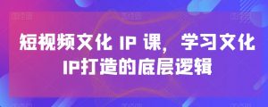 短视频文化IP课,学习文化IP打造的底层逻辑-学习笔记资源库