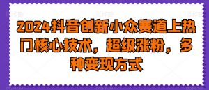 2024抖音创新小众赛道上热门核心技术,超级涨粉,多种变现方式【揭秘】-学习笔记资源库