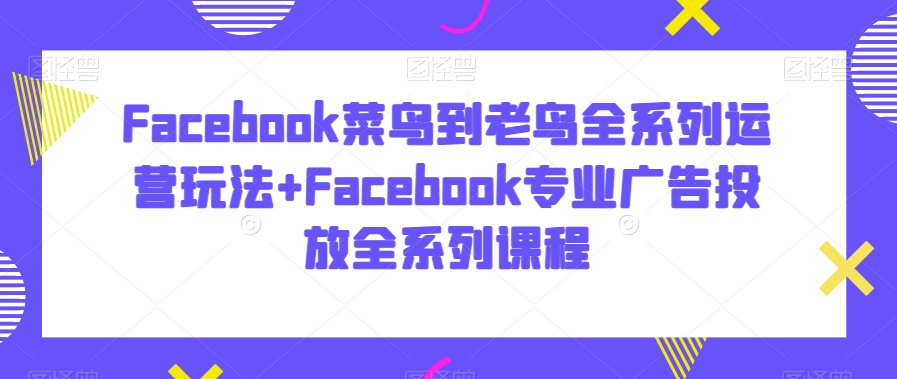 Facebook菜鸟到老鸟全系列运营玩法+Facebook专业广告投放全系列课程-学习笔记资源库