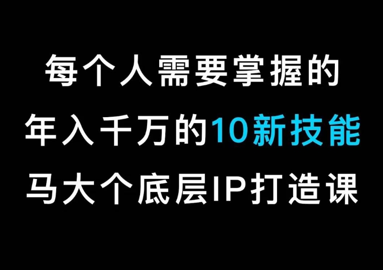 马大个的IP底层逻辑课，​每个人需要掌握的年入千万的10新技能，约会底层IP打造方法！-学习笔记资源库