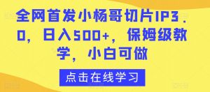 全网首发小杨哥切片IP3.0,日入500+,保姆级教学,小白可做【揭秘】-学习笔记资源库