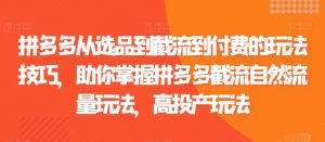 拼多多从选品到截流到付费的玩法技巧,助你掌握拼多多截流自然流量玩法,高投产玩法-学习笔记资源库