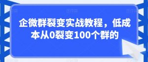 企微群裂变实战教程,低成本从0裂变100个群的-学习笔记资源库
