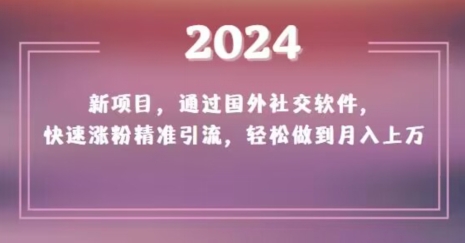 2024新项目，通过国外社交软件，快速涨粉精准引流，轻松做到月入上万【揭秘】-学习笔记资源库