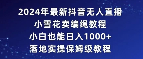 2024年抖音最新无人直播小雪花卖编绳项目，小白也能日入1000+落地实操保姆级教程【揭秘】-学习笔记资源库