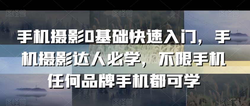 手机摄影0基础快速入门，手机摄影达人必学，不限手机任何品牌手机都可学-学习笔记资源库