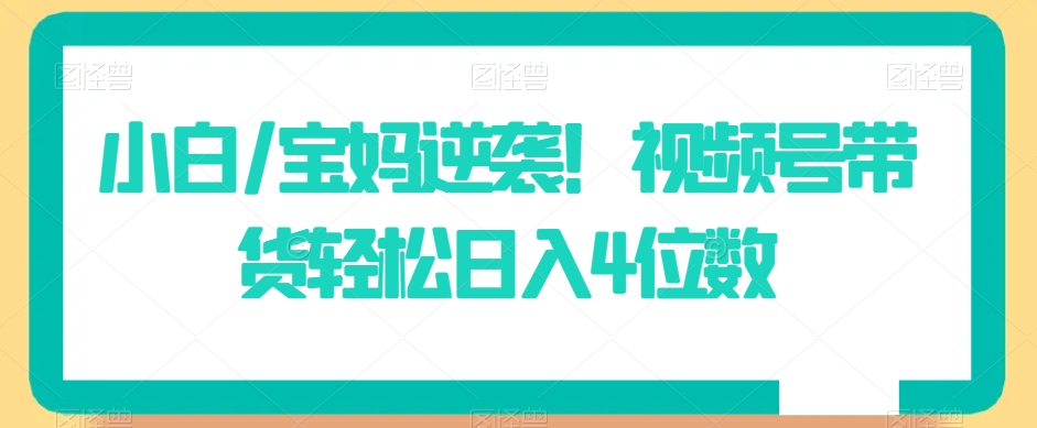 小白/宝妈逆袭！视频号带货轻松日入4位数【揭秘】-学习笔记资源库