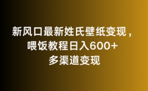 新风口最新姓氏壁纸变现，喂饭教程日入600+【揭秘】-学习笔记资源库