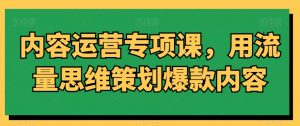 内容运营专项课,用流量思维策划爆款内容-学习笔记资源库
