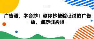 广告语，学会抄！教你抄被验证过的广告语，谁抄谁卖爆-学习笔记资源库