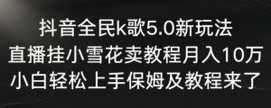 抖音全民k歌5.0新玩法，直播挂小雪花卖教程月入10万，小白轻松上手，保姆及教程来了【揭秘】-学习笔记资源库