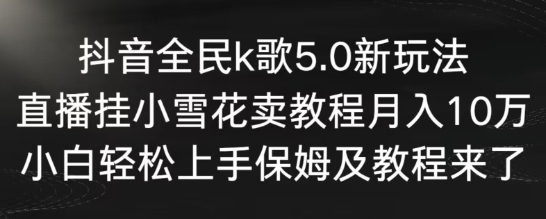 抖音全民k歌5.0新玩法，直播挂小雪花卖教程月入10万，小白轻松上手，保姆及教程来了【揭秘】-学习笔记资源库