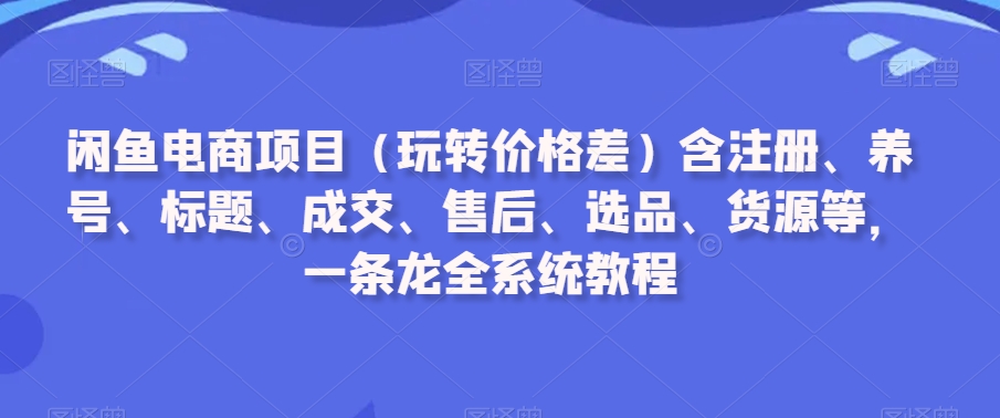 闲鱼电商项目（玩转价格差）含注册、养号、标题、成交、售后、选品、货源等，一条龙全系统教程-学习笔记资源库