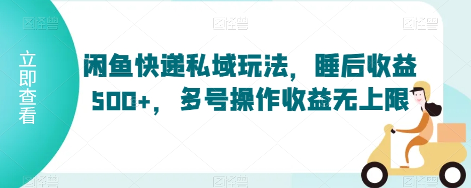闲鱼快递私域玩法，睡后收益500+，多号操作收益无上限【揭秘】-学习笔记资源库