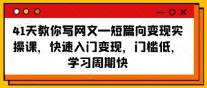 41天教你写网文—短篇向变现实操课,快速入门变现,门槛低,学习周期快-学习笔记资源库
