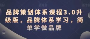 品牌策划体系课程3.0升级版，品牌体系学习，简单学做品牌-学习笔记资源库