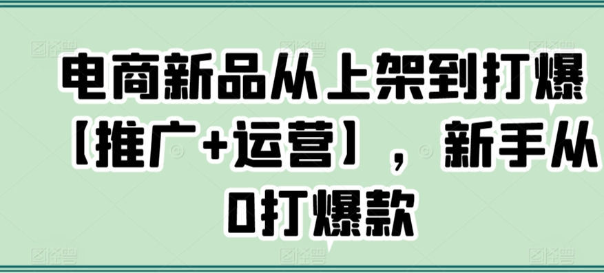 电商新品从上架到打爆【推广+运营】，新手从0打爆款-学习笔记资源库