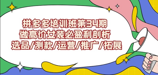 拼多多培训班第34期：做高价女装必盈利剖析选品/测款/运营/推广/拓展-学习笔记资源库