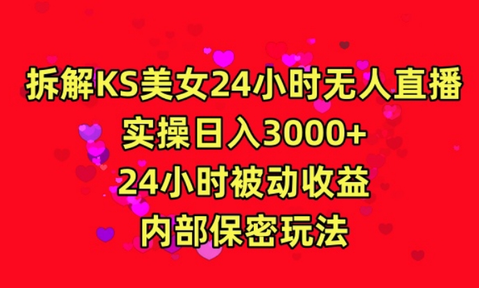 利用快手24小时无人美女直播，实操日入3000，24小时被动收益，内部保密玩法【揭秘】-学习笔记资源库