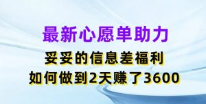 最新心愿单助力，妥妥的信息差福利，两天赚了3.6K【揭秘】-学习笔记资源库