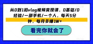 从0到1拍vlog视频变现课,0基础/0经验/一部手机/一个人,每天5分钟,每月多赚1W+-学习笔记资源库